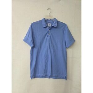 MJ Bale Chapman Polo Shirt Mens US L Blue Cotton Pique Short Sleeve POL168S18